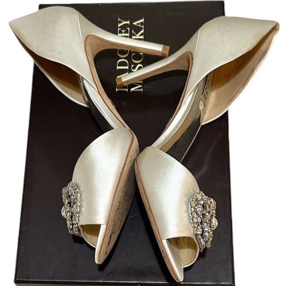 LIKE NEW in box Badgley Mischka Dana Peep Toe Pumps Sz 10 - Picture 8 of 13